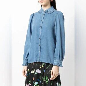 ba&sh Blue Button-Up Blouse